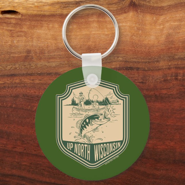 Porte-clés Haut du Wisconsin Nord Badge de pêche (Recto)