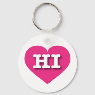 Porte-clés Hawaii Hot Pink Heart - J'aime HI