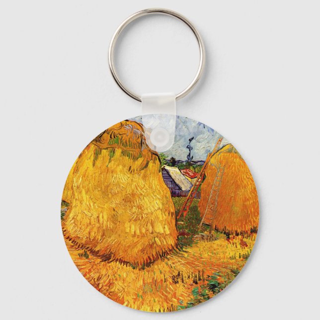 Porte-clés Haystacks en Provence par Vincent van Gogh (Recto)