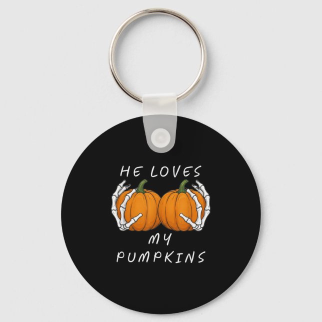 Porte-clés He Loves My Pumkin Halloween Funny Couple Matching (Recto)