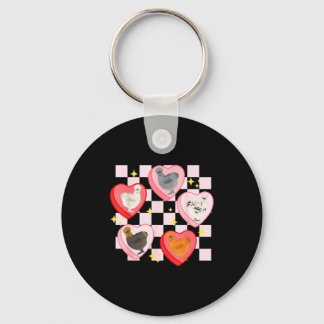 Porte-clés Heart Candy Silkie Chicken Valentine Farmer Animal