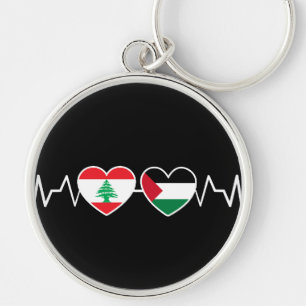 Porte-clés Heartbeat Lebanon Palestine Unity drapeaux.