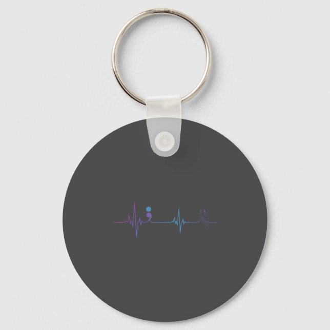 Porte-clés Heartbeat Semicolon Suicide Prevention Awareness  (Recto)