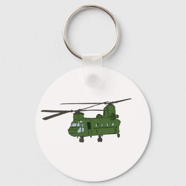 Porte-clés Hélicoptère militaire CH-47 Chinook vert (Recto)