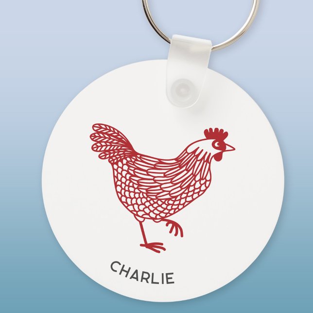Porte-clés Hen Chicken Personnalisé (Chicken hen poultry personalized name aluminium keyring keychain)