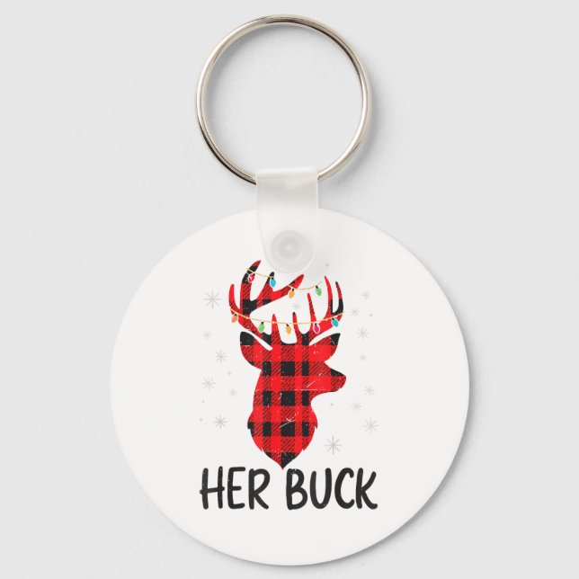 Porte-clés Her Buck Deer Hunting Christmas Husband Gift Coupl (Recto)