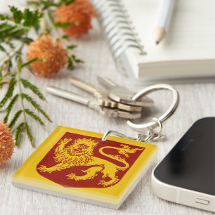 Porte-clés Héraldique Lion d'Or Royal Bouclier Rouge