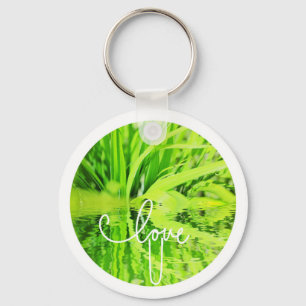 Porte-clés Herbe Verte Bonheur Je T'aime