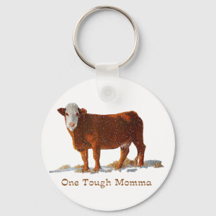 Porte-clés Hereford Cow : One Tough Momma : Fête des Mères