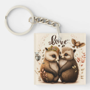 Porte-clés hérisson amoureux
