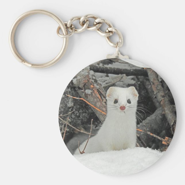 Porte-clés Hermine blanche (Devant)