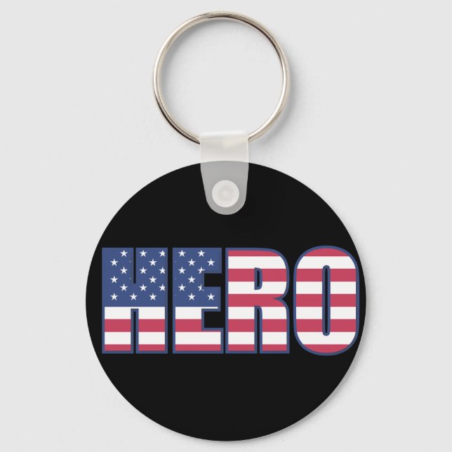 Porte-clés Hero américain Drapeau Étoiles rayures rouge blanc (Recto)