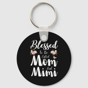 Porte-clés Heureuse d'être appelée maman et mimi floral migno