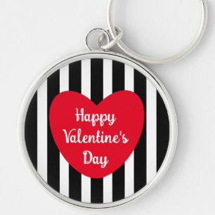 Porte-clés Heureuse Sainte-Valentin mignon noir rayé simple