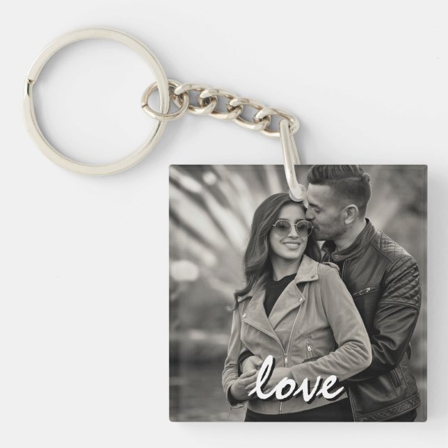 Porte-clés Heureuse Sainte-Valentin photo et texte personnali (Devant)