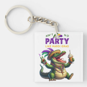 Porte-clés Heureux Mardi Gras Alligator