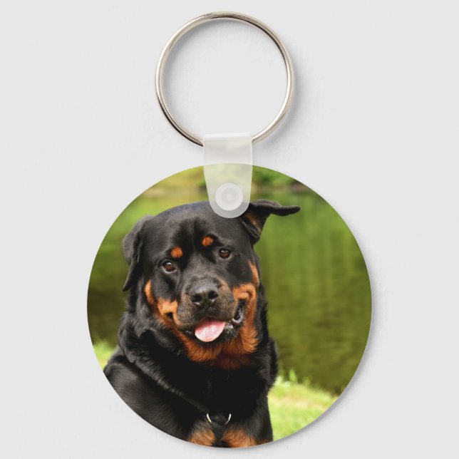 Porte-clés Heureux Rottweiler (Recto)