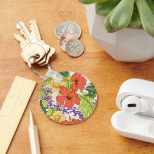 Porte-clés Hibiscus et orchidées hawaïens tropicaux de Keleah