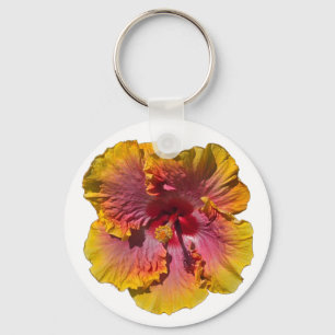 Porte-clés Hibiscus rose et orange