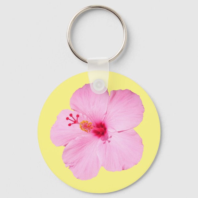 Porte-clés Hibiscus rose Fleur tropicale (Recto)