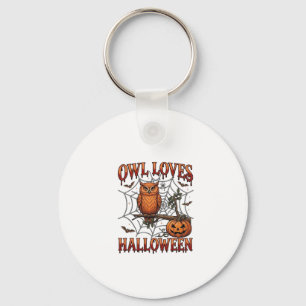 Porte-clés Hibou aime Halloween Orange Toile d'araignée Citro