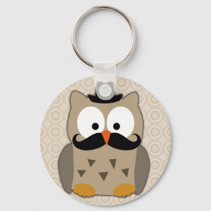 Porte-clés Hibou avec Moustache et Casquette