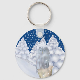 Porte-clés Hibou dans la neige