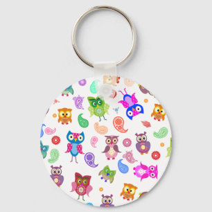 Porte-clés Hiboux d'arc-en-ciel - lumière