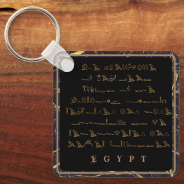 Porte-clés Hiéroglyphes Phrase Egypte cadre noir et or