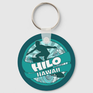 Porte-clés Hilo Hawaii turquoise surfer logo porte - clé