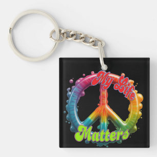 Porte-clés Hippie Amour Paix La Vie Compte Personnalisé 