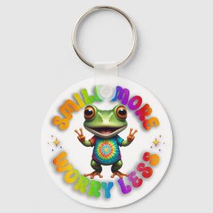 Porte-clés Hippie Frog Happy Positive vibes mignonnes et colo