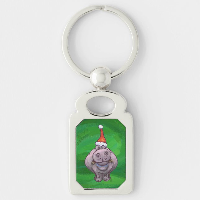 Porte-clés Hippo Festif Sur Vert (Devant)