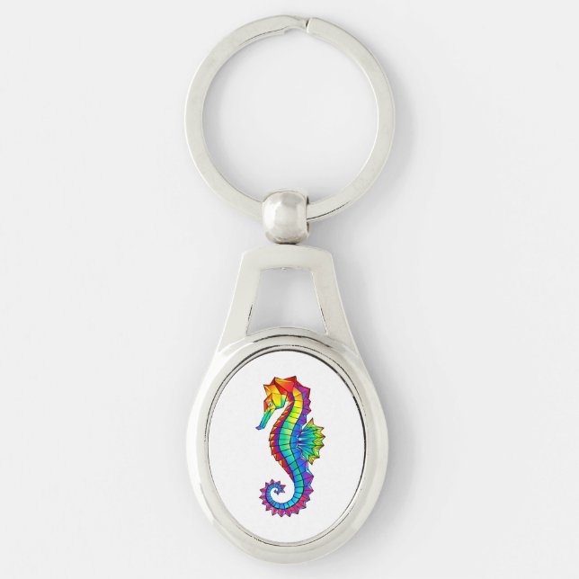 Porte-clés Hippocampe polygonal arc-en-ciel (Devant)