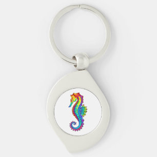 Porte-clés Hippocampe polygonal arc-en-ciel