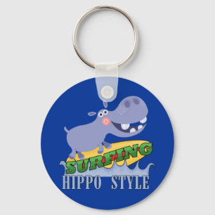 Porte-clés Hippopotame de surfer