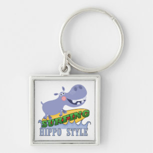 Porte-clés Hippopotame de surfer