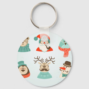 Porte-clés hipster noël père Noël