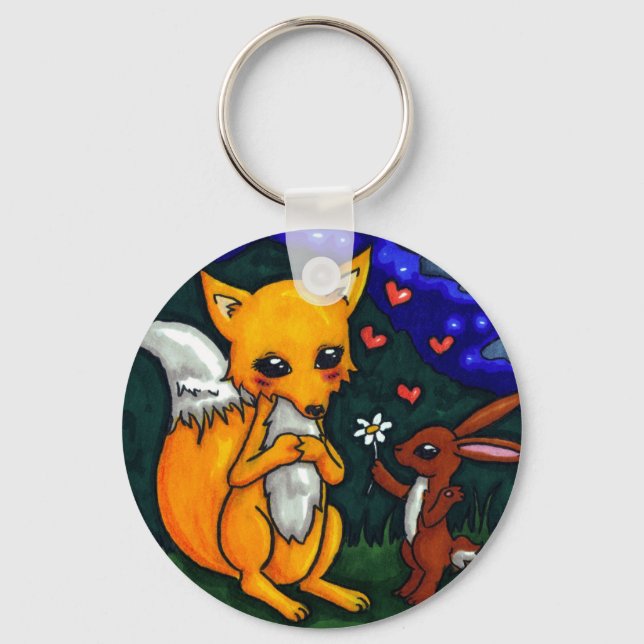Porte-clés histoire d'amour de renard et de lièvre (Recto)