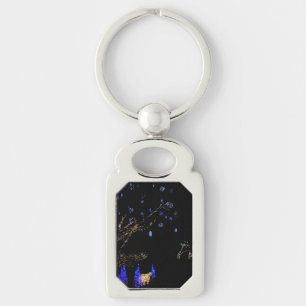 Porte-clés Hiver Wonderland Lumières Bleu et blanc Vacances