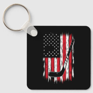 Porte-clés Hockey américain Drapeau Sports Rétro Vintage