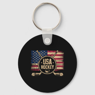 Porte-clés Hockey Drapeau Américain