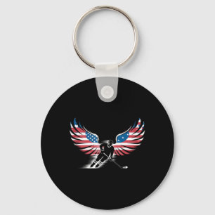 Porte-clés Hockey Drapeau Américain