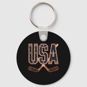 Porte-clés Hockey Drapeau Américain