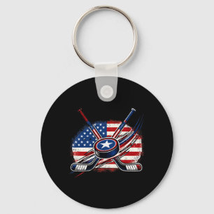 Porte-clés Hockey du 4 juillet Drapeau américain Patriotique