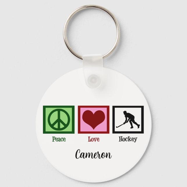 Porte-clés Hockey sur gazon Peace Love (Recto)
