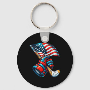 Porte-clés Hockey sur glace patriotique 4 juillet Indépendanc