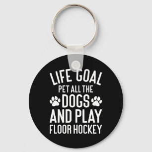 Porte-clés Hockey sur sol et chiens drôle J'adore les chiens