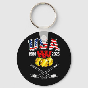 Porte-clés Hockey Vintage Usa Bâtons Croisés 1982 2026