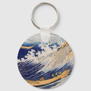 Porte-clés Hokusai Ocean Waves Bateaux de pêche